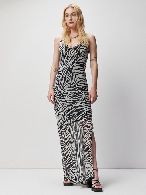 Buy COVER STORY Black Zebra Print Maxi Dress Online