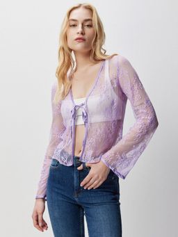 Cover Story - Lavender Lace Tie-up Shrug