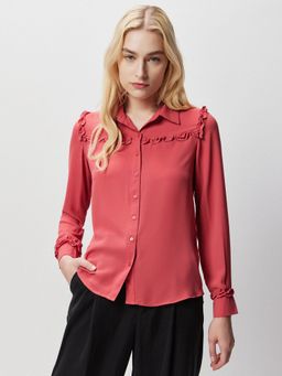 Cover Story - Pink Ruffle Detailing Formal Shirt