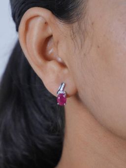 ZISTHI - 925 Sterling Silver Drops and Danglers Red Earrings