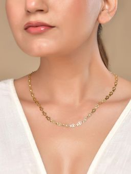 VOJ - Gold Plated Oval Shaped Minimal Necklace For Women