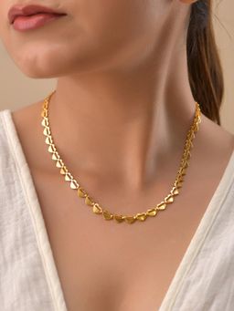 VOJ - Heart Shaped Stainless Steel Gold Toned Necklace