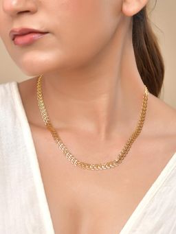 VOJ - Women Gold Plated Stainless Steel Minimal leaf Necklace