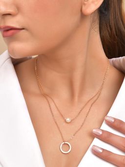 VOJ - Gold Plated Multi Layer Pearl Studded Designer Necklace