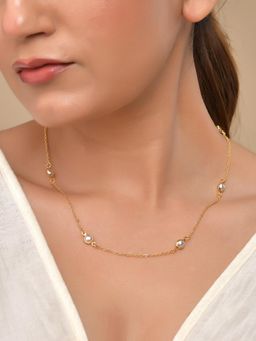 VOJ - Gold-Toned Women Pearl Studded Stainless Steel Necklace