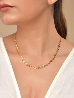 VOJ - Gold Toned Geometrical Shaped Stainless Steel Necklace For Women