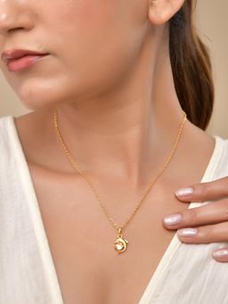 VOJ - Gold Plated With Fish Shaped Stone Studded Necklace