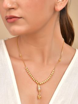 VOJ - Rose Gold Plated AD Studded Round Necklace