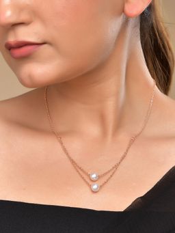 VOJ - Gold Plated Pearl Studded Multi Layer Necklace