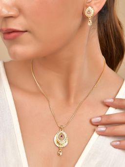 VOJ - Gold Plated Tear Drop Shaped Jewellery Set