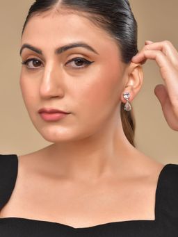 VOJ - Silver Plated White Stone Studded Studs Earrings