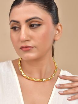 VOJ - Gold Plated Anti Tarnished Designer Hasil Necklace