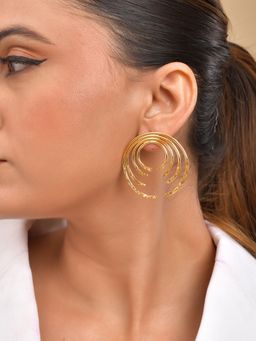 VOJ - Gold Plated Anti Tarnished Semi Cricle Drop Earrings