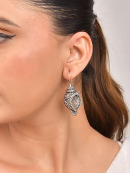 VOJ - Silver Toned Designer Drop Earrings