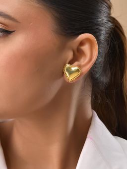 VOJ - Gold Toned Heart Shaped Studs Earrings