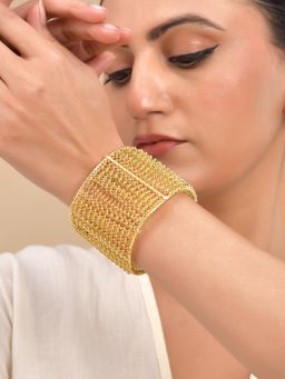 VOJ - Gold Plated Anti Adjustable Tarnished Cuff Bracelet For Women