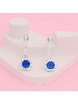 ZISTHI - 925 Sterling Silver Drops and Danglers Blue Earrings