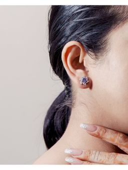 ZISTHI - 925 Sterling Silver Stud Blue Earrings
