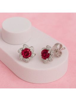 ZISTHI - 925 Sterling Silver Stud Red Earrings