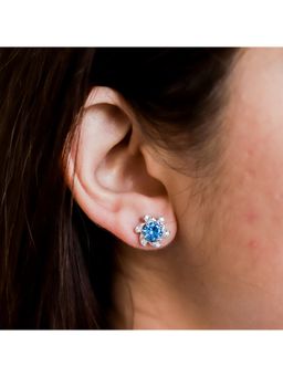 ZISTHI - 925 Sterling Silver Stud Blue Earrings