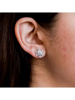 ZISTHI - 925 Sterling Silver Stud White Earrings
