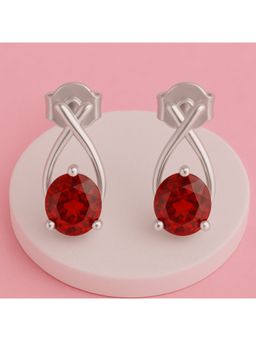 ZISTHI - 925 Sterling Silver Drop Red Stone Earrings