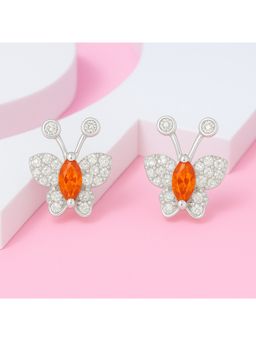 ZISTHI - 925 Sterling Silver Studs Orange Earrings