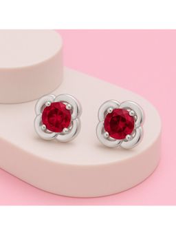 ZISTHI - 925 Sterling Silver Studs Red Earrings