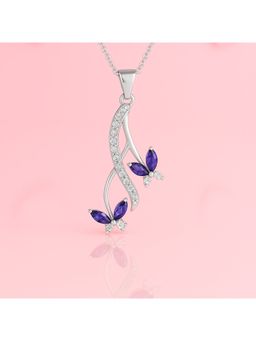 ZISTHI - 925 Sterling Silver Purple Stone Necklace