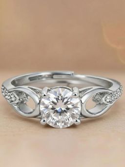 ZISTHI - 925 Sterling Silver Adjustable White Stone Rings