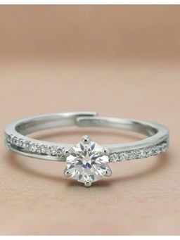 ZISTHI - 925 Sterling Silver Adjustable White Stone Rings