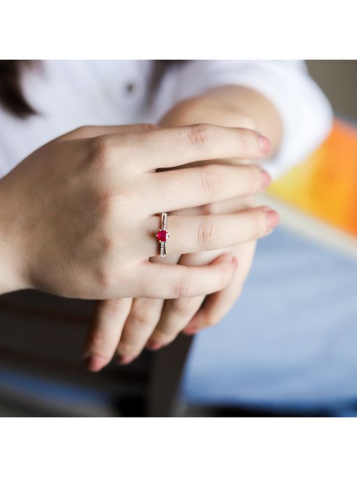 ZISTHI 925 Sterling Silver Adjustable Red Stone Rings