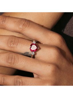 ZISTHI - 925 Sterling Silver Adjustable Red Stone Rings