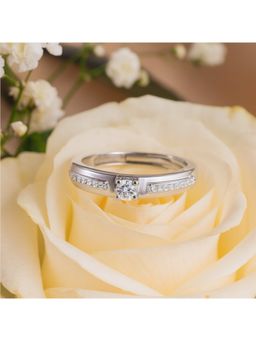 ZISTHI - 925 Sterling Silver Adjustable White Stone Rings