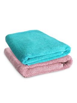 Heelium - Bamboo Bath Towel - Soft - Absorbent & Odour Free - 2 Pcs - Peach - Teal