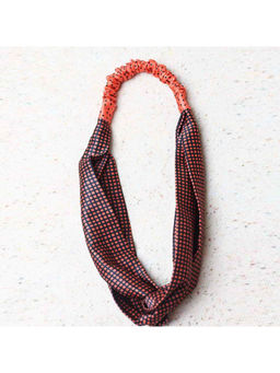 Tossido - Orange & Black Checks Soft Satin Criss-Cross Top Headband