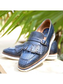 Mille Dollari - Men Blue Leather Slip On Brogues