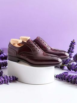 Mille Dollari - Men Burgundy Leather Lace-Ups Brogues