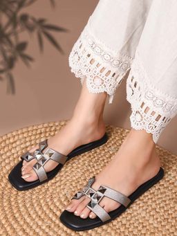 Ronnie Grey - Women Rose Gold Pu Slip On Open Toe