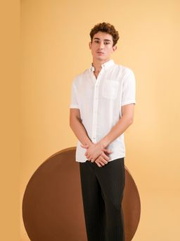 J.LINUM Co - Sea Mist Stripe Linen White Shirt