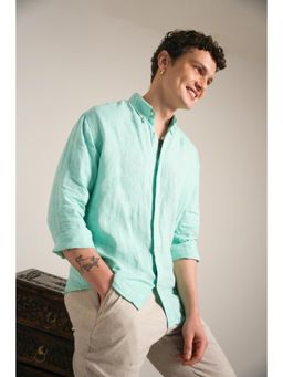 J.LINUM Co - Aqua Verde Melange Aqua Linen Shirt
