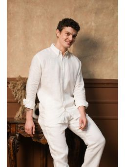 J.LINUM Co - Glacier Mist Linen White Shirt