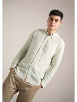 J.LINUM Co - Ocean Verge Muscle Fit Linen Green Shirt