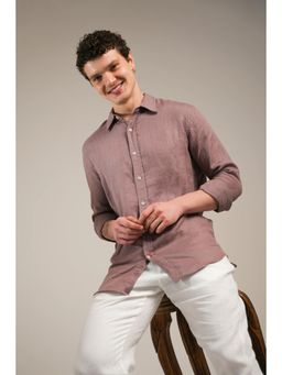J.LINUM Co - Pale Sage Stripe Linen Purple Shirt
