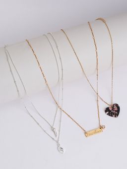 Lilly & Sparkle - Silver-Toned & Gold-Toned Gold-Plated Necklace (Pack of 3)