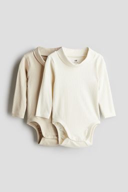 H&M - Boys 2-Pack Ribbed Polo-Neck Bodysuits