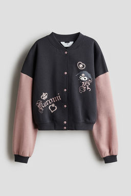 H&M - Girls Grey Print-Motif Baseball Jacket