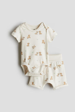H&M - Boys Beige 2-Piece Print-Motif