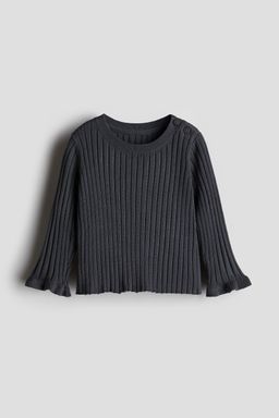 H&M - Girls Grey Rib-Knit Jumper