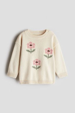 H&M - Girls Beige Jacquard-Knit Jumper